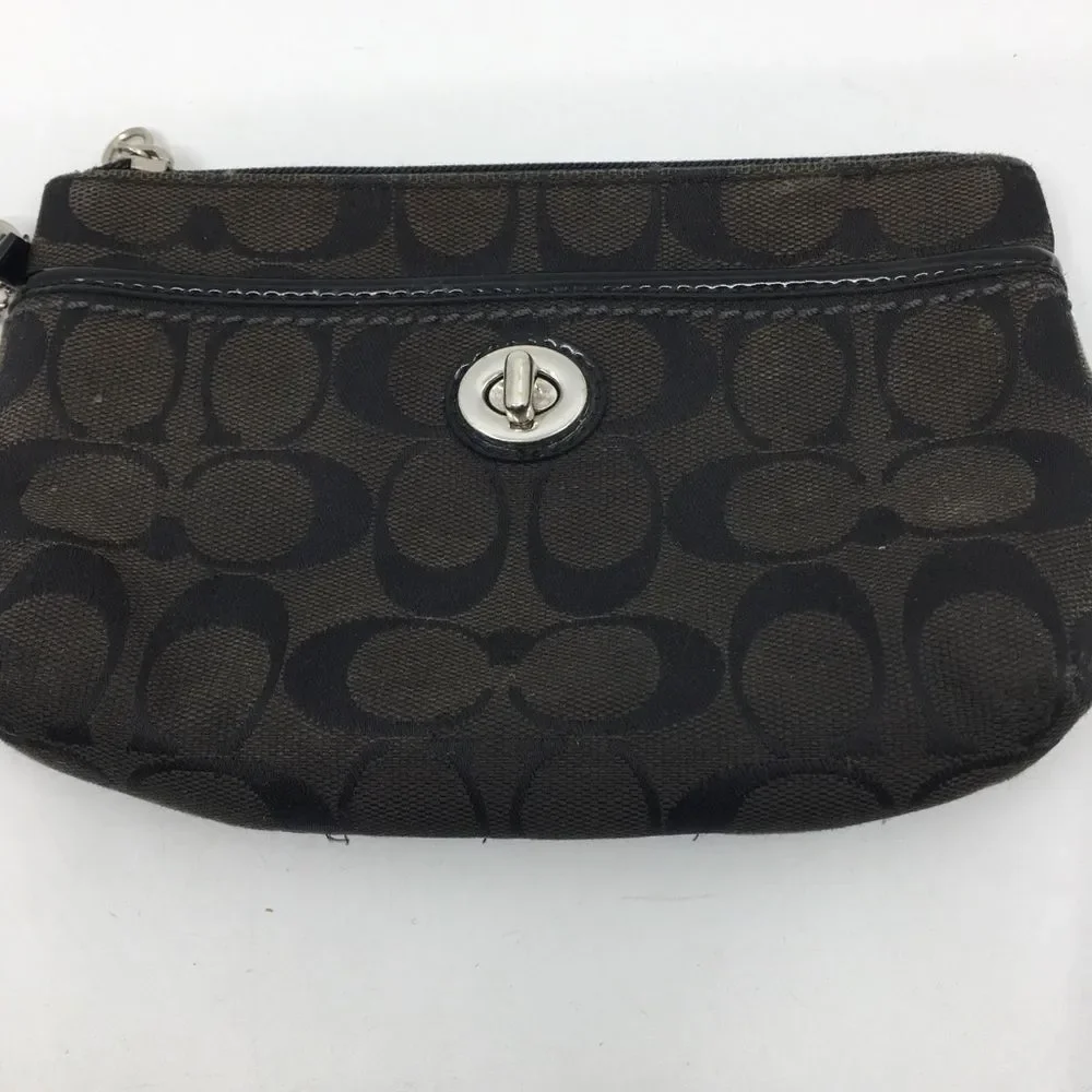 Coach PROJECT Signature Jacquard Turnlock Wristlet Pouch Black